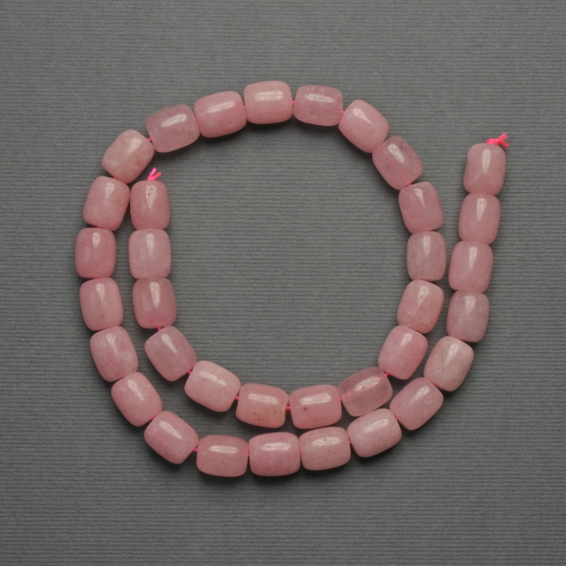 Rose Quartz Barilo Beads, 11x9 mm, on Thread, 38 in Length