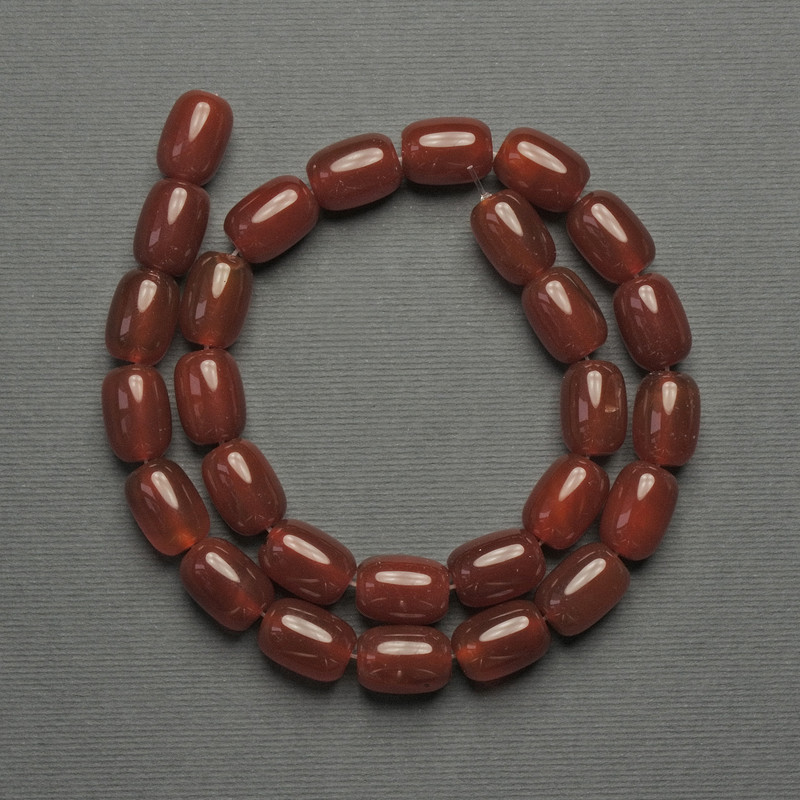 Carnelian Sardonyx Barilo Beads, diameter 14x10mm± on thread, length 39cm+