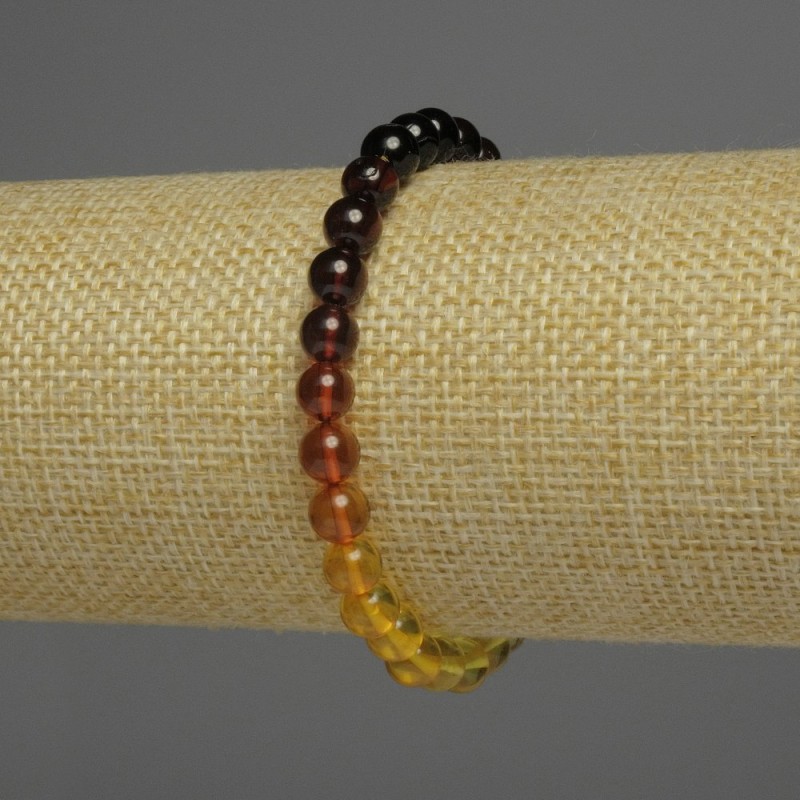 Amber Bracelet Gradient Smooth Bead, 6mm diameter, length 18cm, stretch
