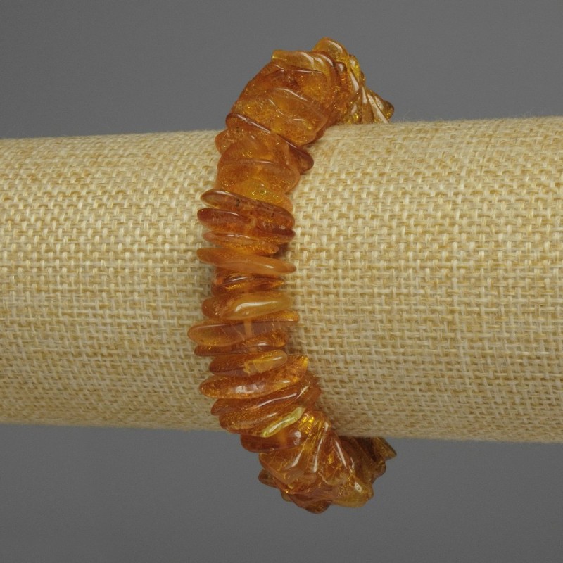 Bracelet Amber Chunk, diameter 14x2mm±, length 18cm±, stretch