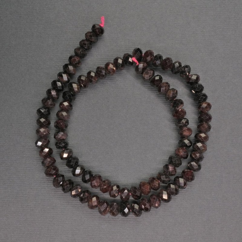 Garnet Beads, faceted rondelle, 6x4 mm, length 37 cm