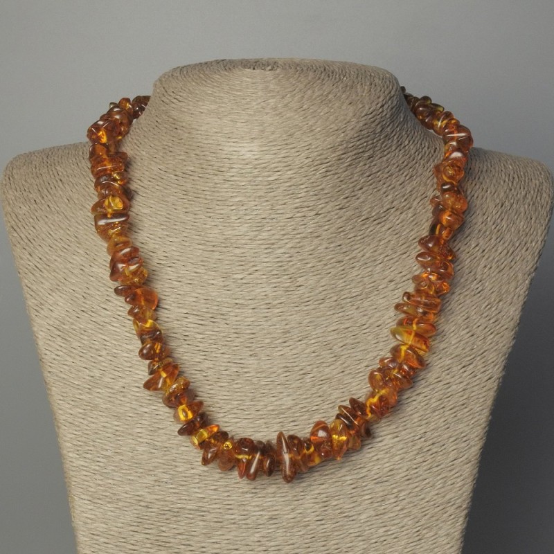 Amber Beads Chunky Faceted Stone Necklace 52 cm