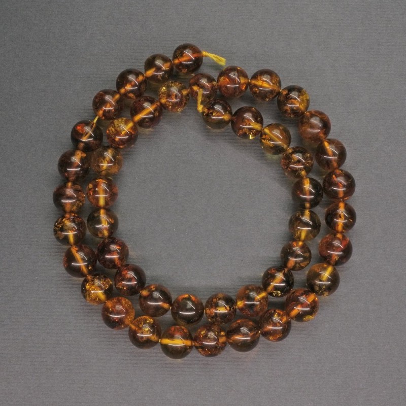 Amber Beads Smooth Round 8mm, Length 40cm