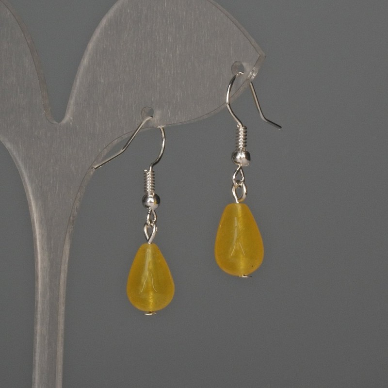 Toned Quartz Drop Earrings 8×12 mm, length 32 mm