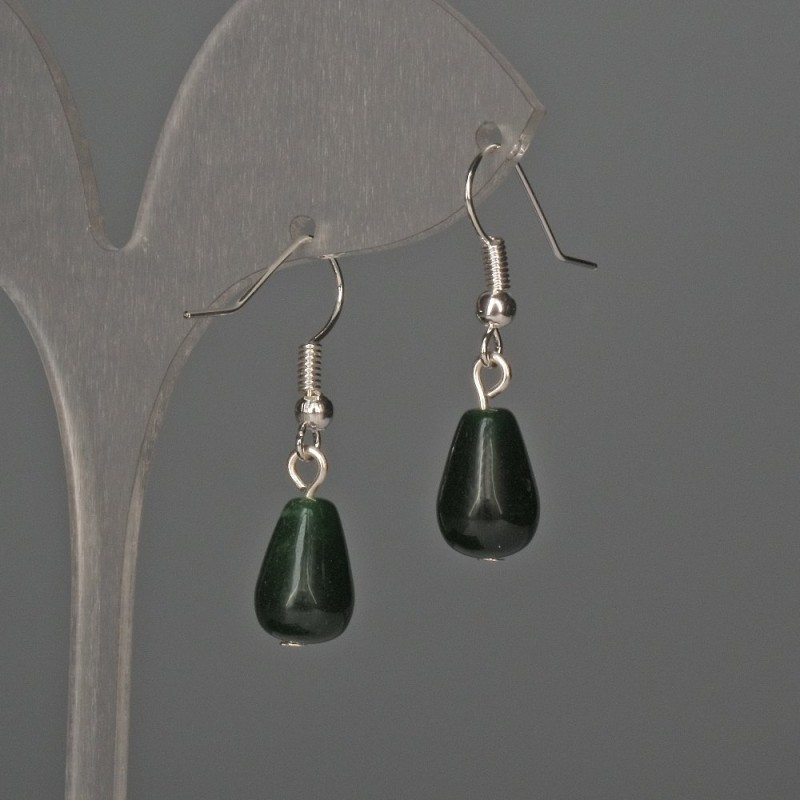 Chrysoprase Drop Earrings 8x12mm±, length 32mm±