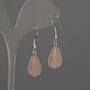 Pink Quartz Drop Earrings 10x15mm, length 35mm