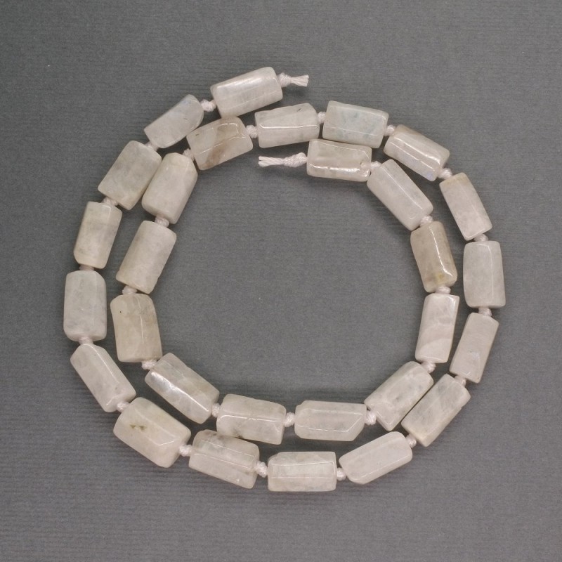 Adularia Faceted Cylindrical Beads 12×6mm, length 41cm