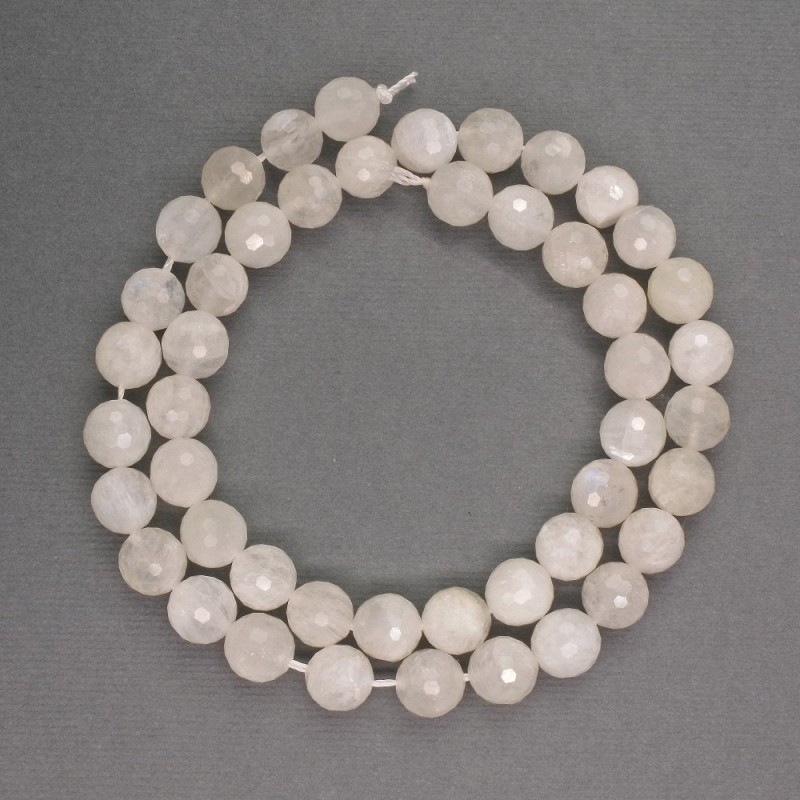 Adularia Natural Stone Beads, Faceted Round 8mm, Length 39cm