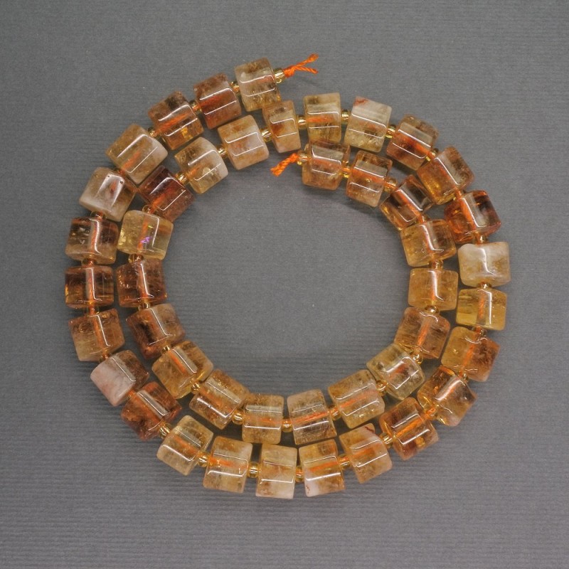 Natural Citrine Beads Cylinders 9x7mm, length 41cm