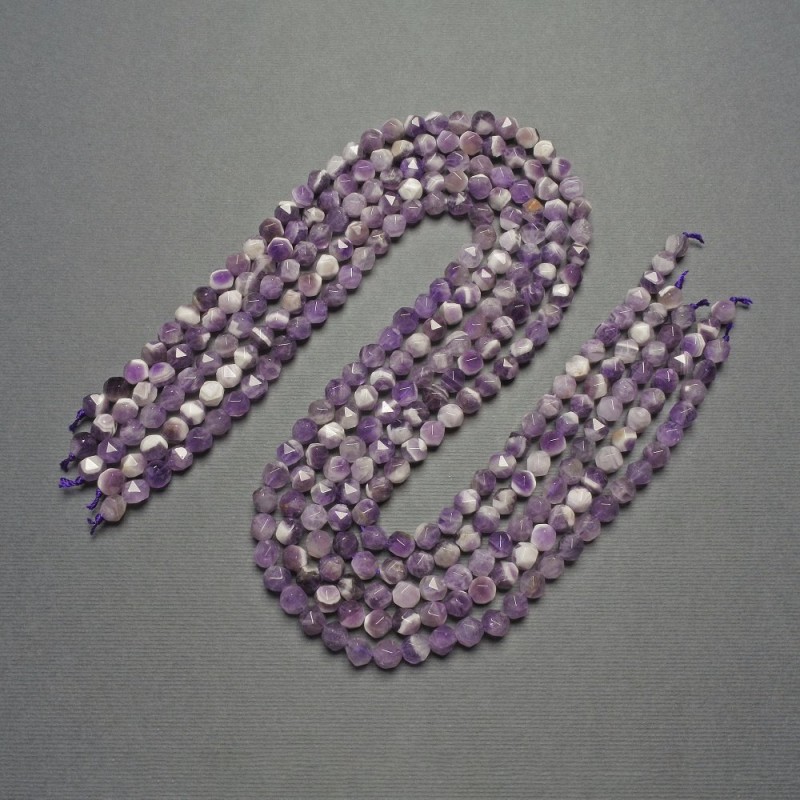 Amethyst Beads, Natural Stone, Assorted Colors, Faceted, 6 mm diameter, 39 cm length