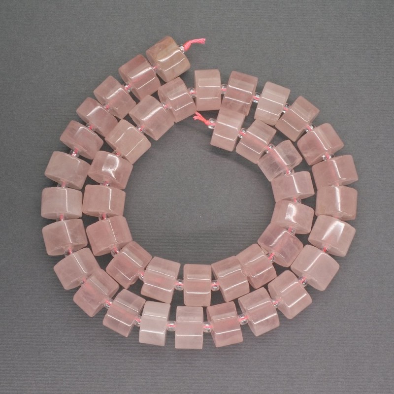 Natural Stone Beads Pink Quartz Cylinder, 11x6mm diameter, 40cm length