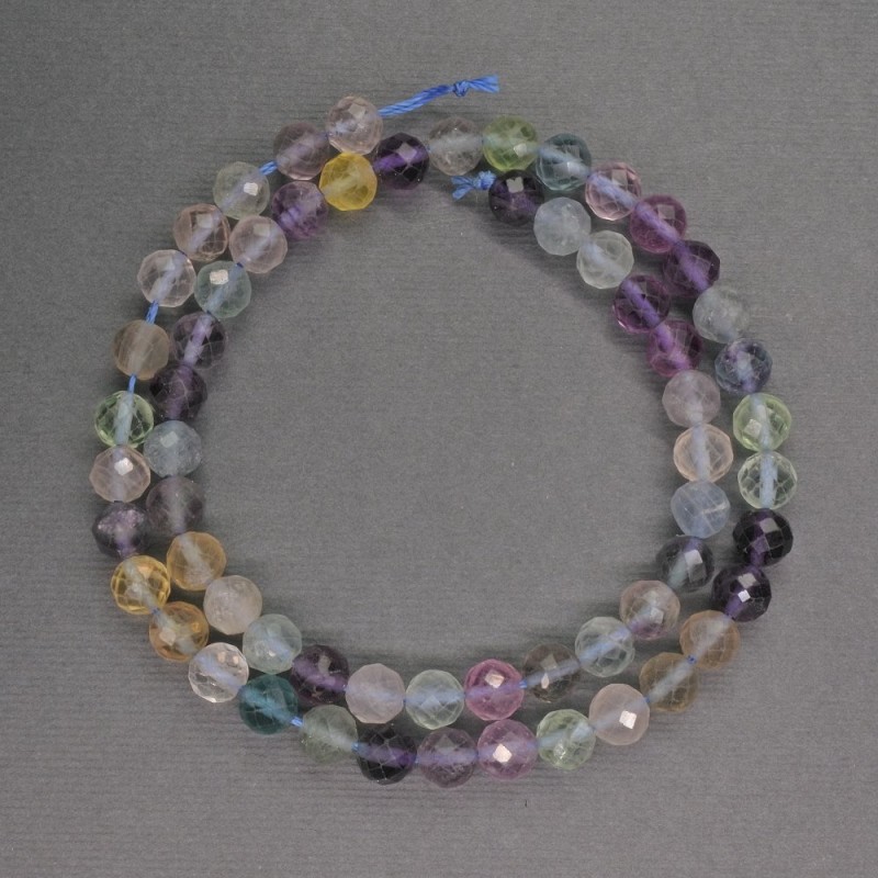 Fluorite Beads, Faceted Round, 6mm +/- Diameter, 39cm length