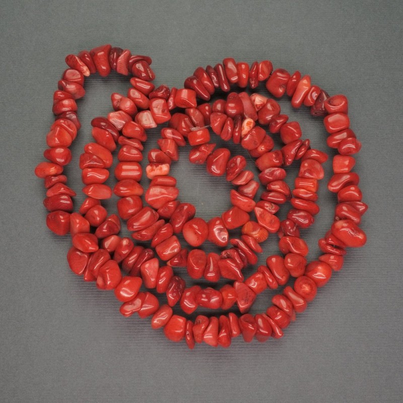 Natural Red Coral Beads Chip, 8-10 mm diameter, thread length 80 cm