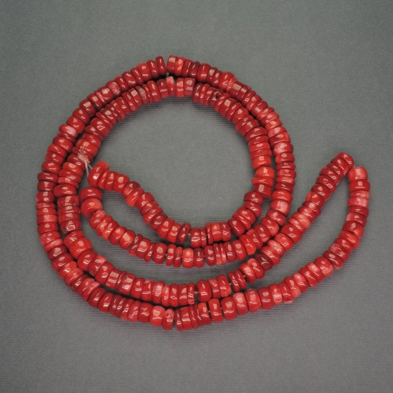 Natural Red Coral Rondelle Beads, 9x3mm diameter, 85cm length
