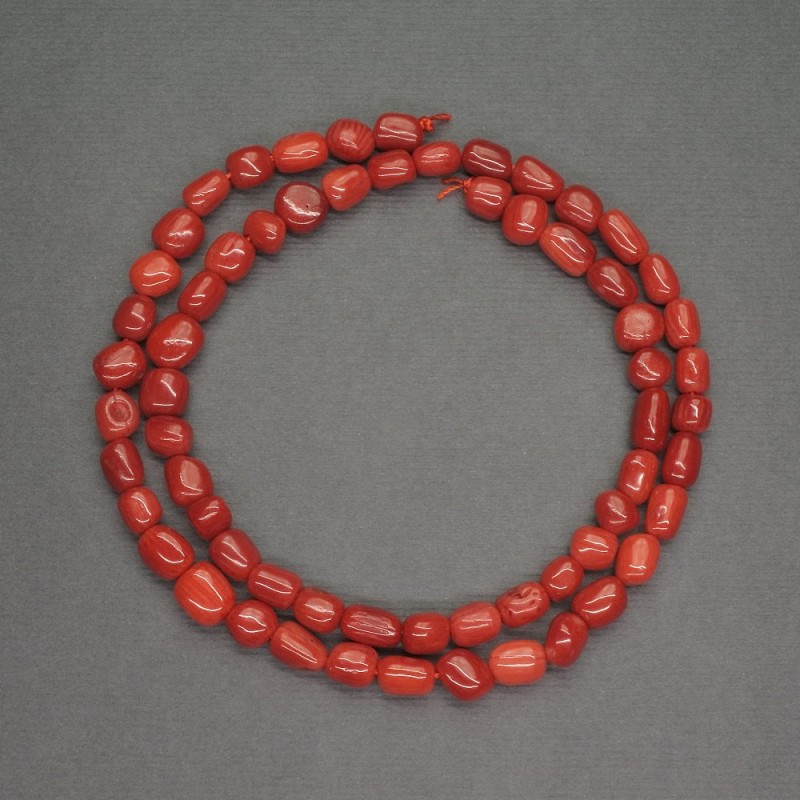 Natural Red Coral Faceted Beads, 6x7mm, 41cm length