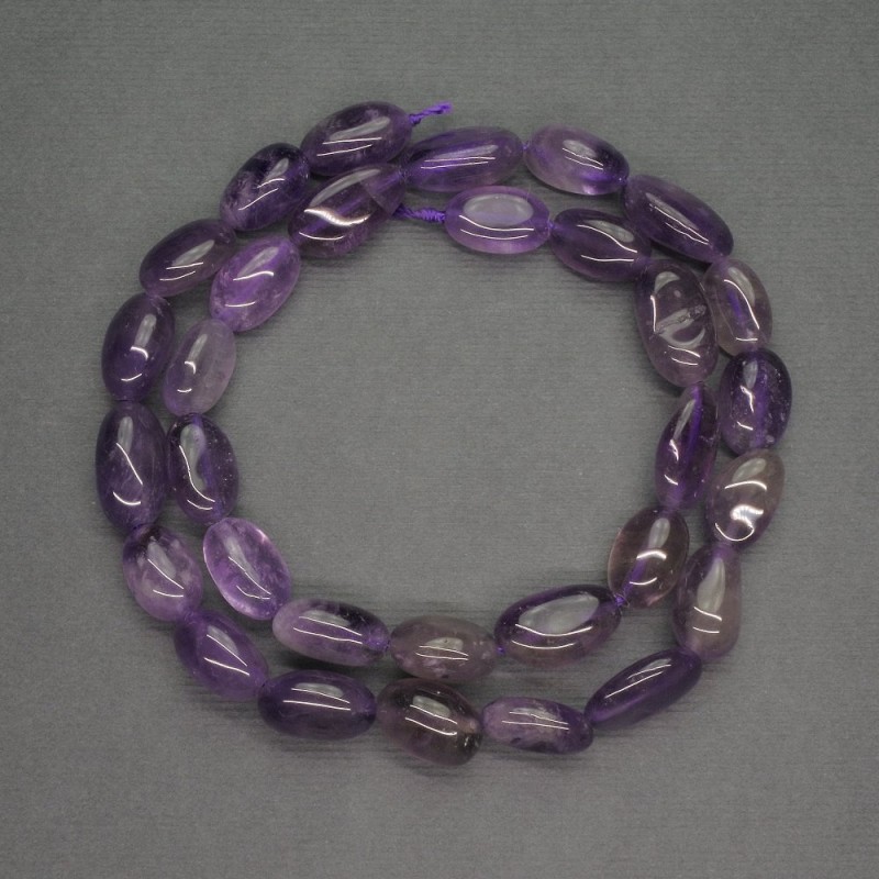 Amethyst Beads Tumbled Natural Stone, 9-14×9-11 mm diameter, string length 39 cm