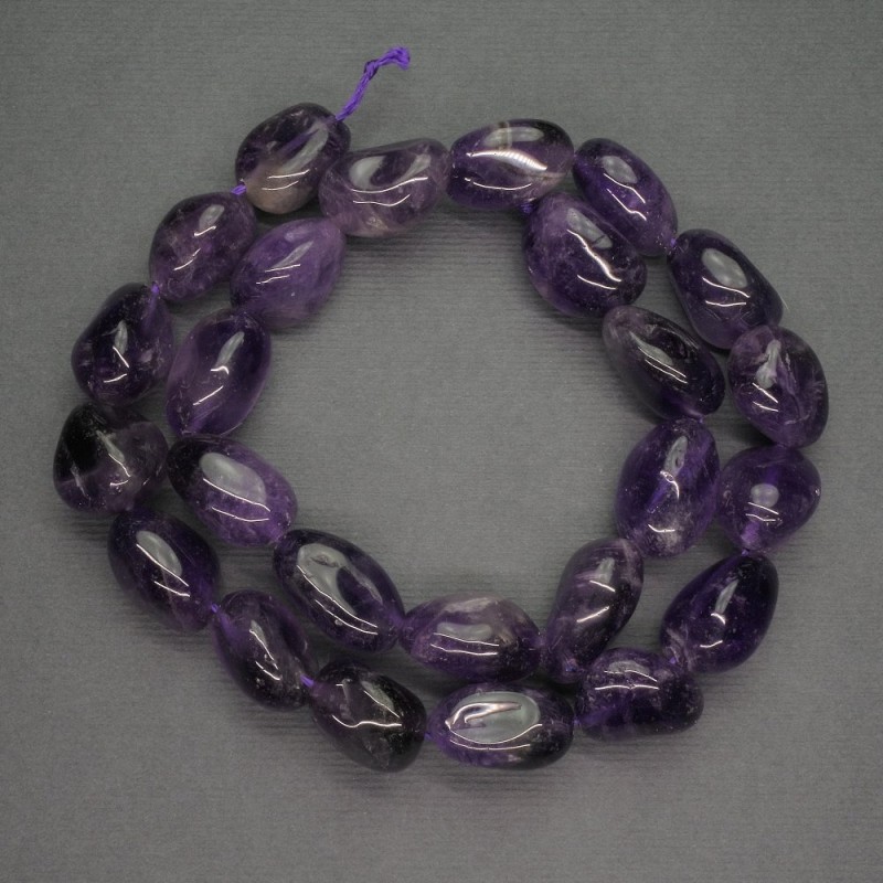 Amethyst Beads – faceted, natural stone, diameter 12x14mm, string length 39cm