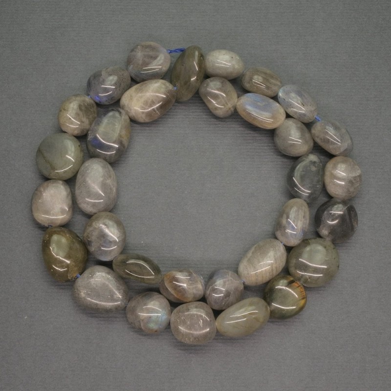 Labradorite Beads, Tumbled 11–14 mm, with 39 cm+ Length