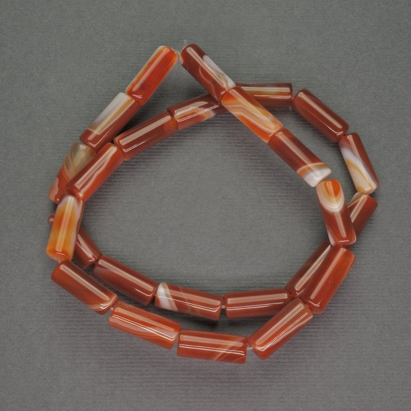Natural Sardonyx Beads Cylindrical 6×15 mm, length 39 cm