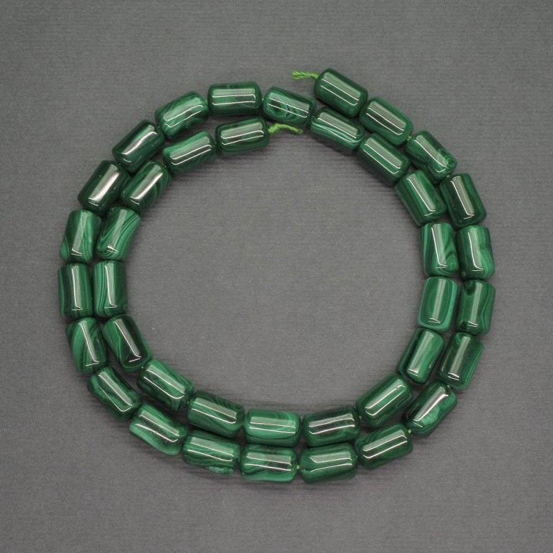 Malachite Beads Cylinder Shape 6×10 mm, natural stone, length 40cm