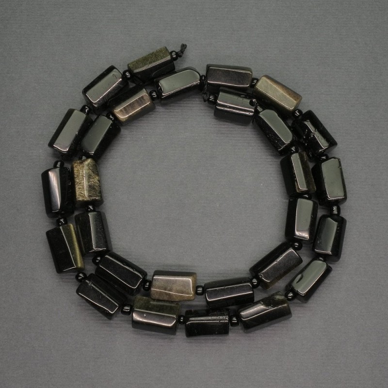 Natural Stone Beads Sunstone Obsidian Faceted Cylinder, 8x13mm, 3mm diameter, 40cm length