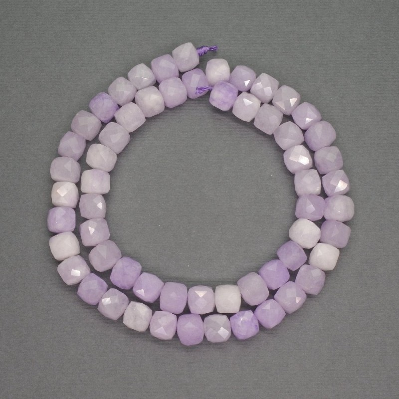 Kunzite Beads Faceted Cube, 7mm diameter, 39cm length
