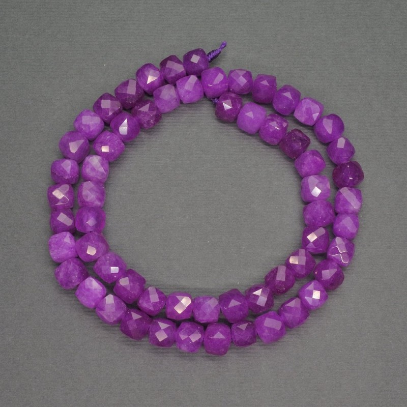 Sugilite Beads Faceted Cube 7mm Dia, 40cm Length