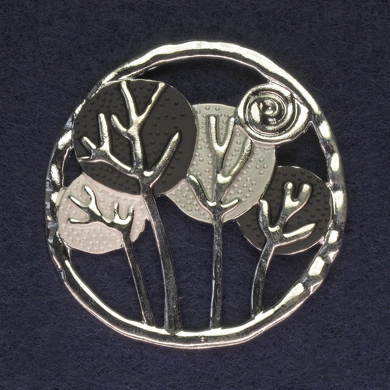 Brooch for scarves, sweaters, coats, and bags - silver metal on magnet, diameter 52 mm +
