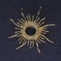 Brooch Sun with white crystals golden metal 48mm+