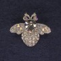 Brooch Insect with Rainbow and White Rhinestones on Silver Metal, diameter 28x23 mm +