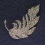 Brooch Feather White Crystals Silver Metal, diameter 60x31mm +