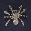 Spider Brooch with White and Black Rhinestones, Silver Metal 29x29mm+