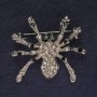 Spider Brooch with White and Black Rhinestones, Silver Metal 29x29mm+