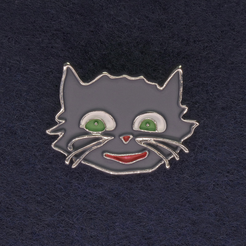Brooch Cat Gray Color with Silver Metal 27x22mm+