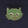 Brooch Cat green-gold color metal 27x22mm+