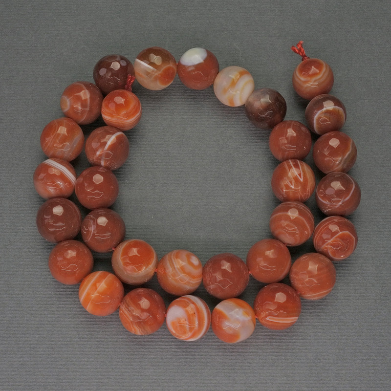 Sardonyx Natural Stone Beads Granulated Ball 12mm Diameter, 37cm Length