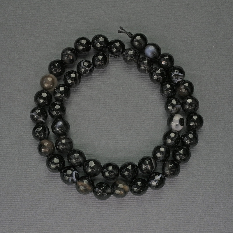 Agate Beads - Faceted Round 8mm on Thread, Length 37cm+