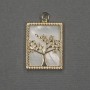 Pendant Tree with Mother-of-Pearl Inlay, 18x23x25 mm±, Gold-tone Metal
