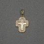 Pendant Cross with Mother-of-Pearl Inlay, Golden Tone Metal