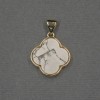 Pendant Clover with Howlite Inlay 16x18x4mm+- golden metal