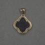 Pendant Charm Clover with Aventurine 16x18x4mm+- gold-tone metal