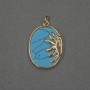 Pendant Sun with Turquoise Inlay (alleged) 17x20x24x3mm+- golden metal