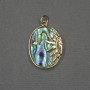 Pendant Sun with Chalcedony Inlay, 17x20x24x3 mm, golden metal