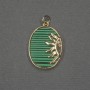 Pendant Sun with Malachite insert (pressed) 17x20x24x3mm+- golden metal