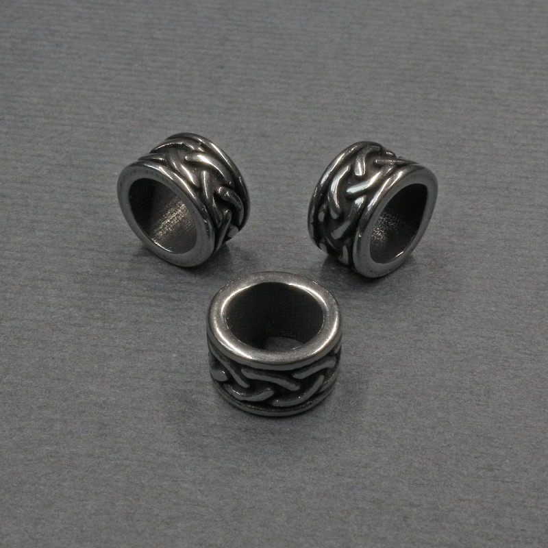 Bead drop-in with metal color silver, diameter 9×5 mm± hole, diameter 6 mm+