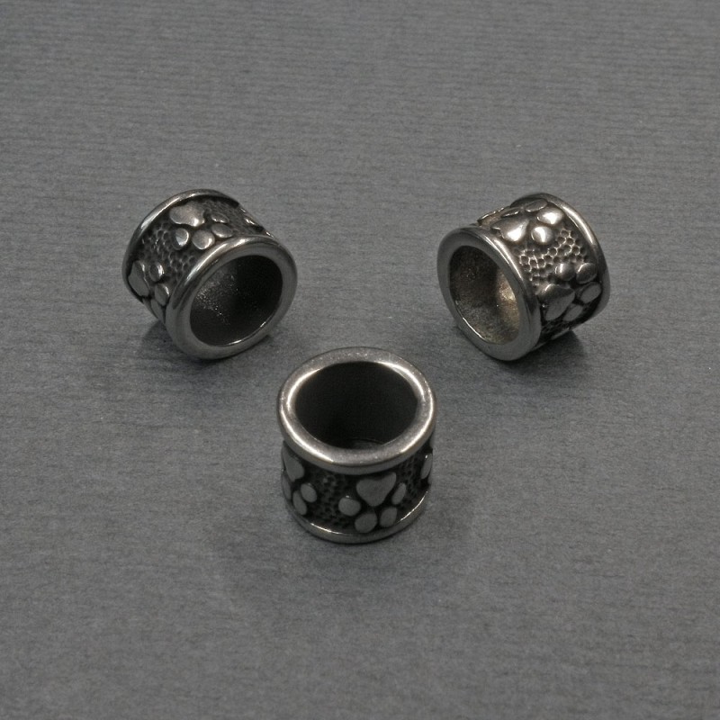 Bead End with Silver Metallic Color Inlay, 8x6 mm ± hole ~6 mm