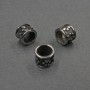 Bead End with Silver Metallic Color Inlay, 8x6 mm ± hole ~6 mm