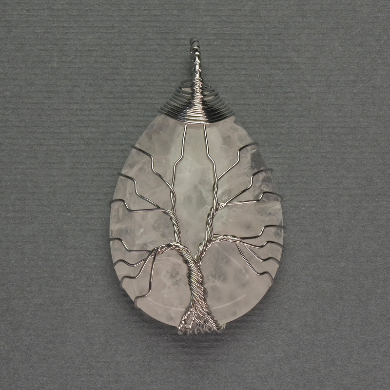 Pendant Drop Mountain Crystal 24x35x48mm+- with silver-plated frame