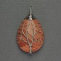 Pendant Drop Red Jasper 24x35x48mm+- encased in silver metal