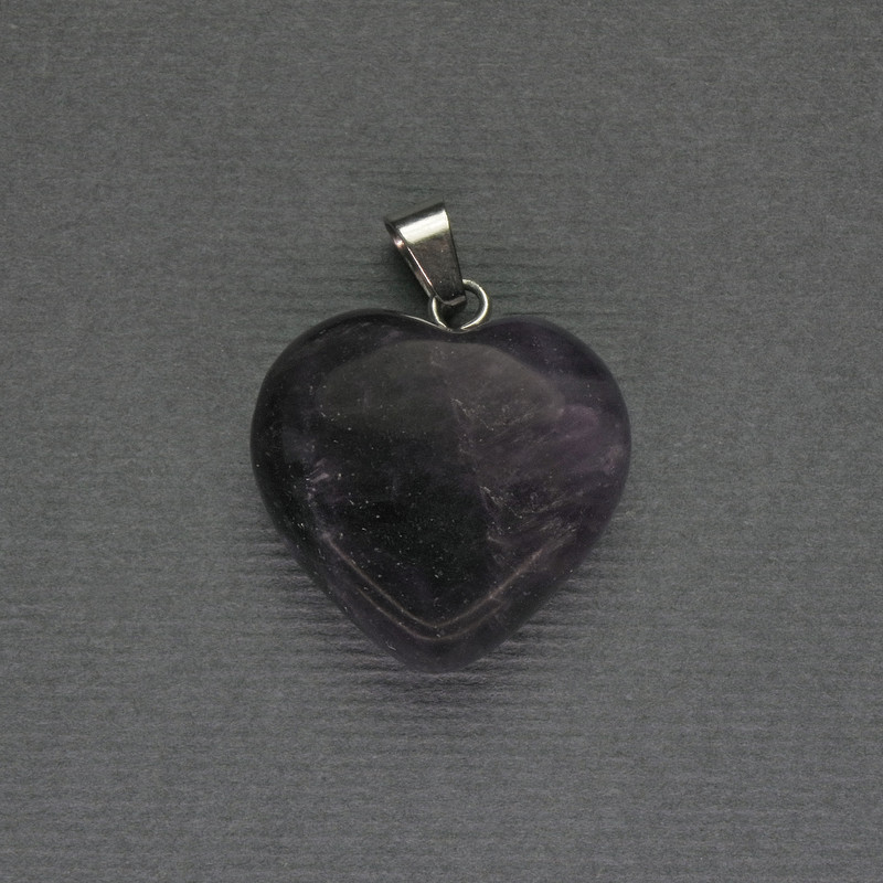 Heart Pendant Amethyst 20x20x25mm± Silver Metal